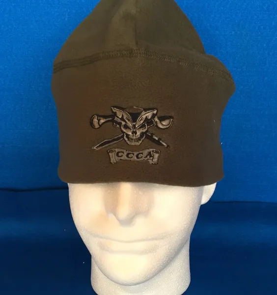 A Brown Color Beanie With CCCA Logo on the Front