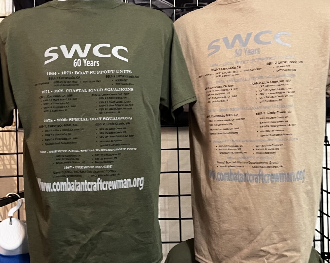Two SWCC 60th year t-shirts